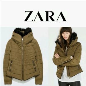 Zara Anork Puffer Jacket with Faux Fur Hood